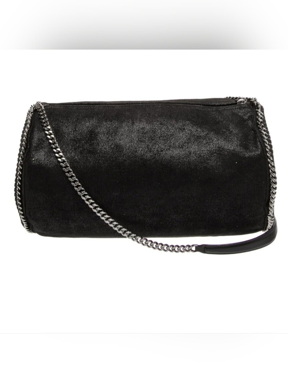 Stella McCartney Black Shine Weekender Bag W/ Silver Chain Trim (EUC)(RARE)🖤🩶
